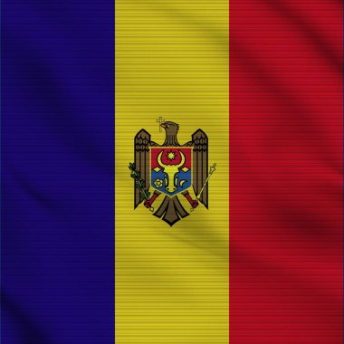 Moldova Square Realistic Flag Fabric Texture Effect Illustration