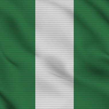 Nigeria Square Realistic Flag Fabric Texture Effect Illustration