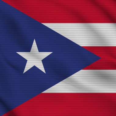 Puerto Rico Square Realistic Flag Fabric Texture Effect Illustration