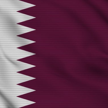 Qatar Square Realistic Flag Fabric Texture Effect Illustration