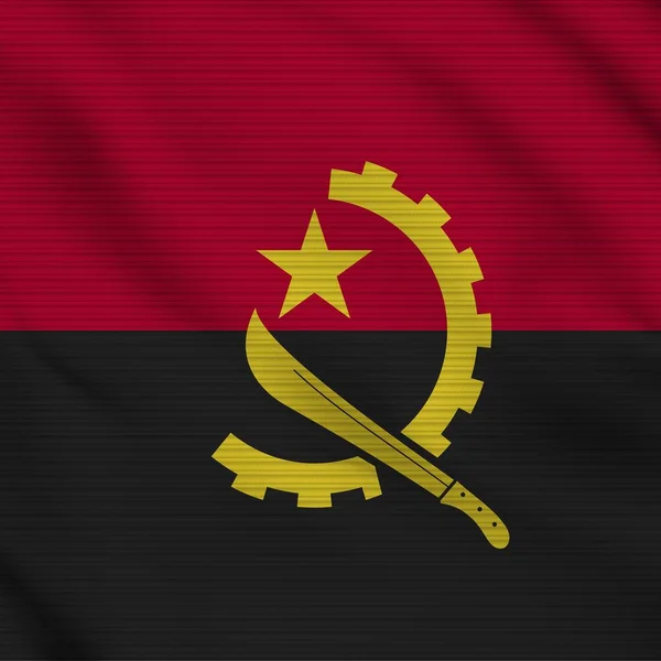 Angola Square Realistic Flag Fabric Texture Effect Illustration — Stock Photo, Image