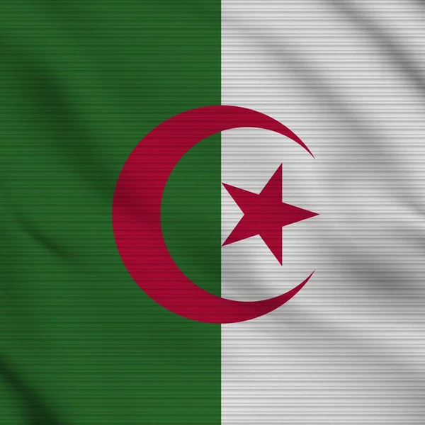 Algéria Tér Realisztikus Zászló Szövet Textúra Hatás Illusztráció — Stock Fotó