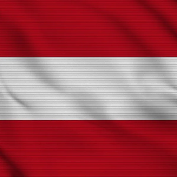 Österreich Quadratisch Realistisch Flagge Stoff Textur Effekt Illustration — Stockfoto