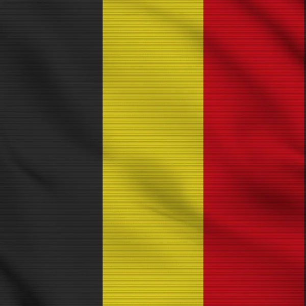 Belgien Quadratisch Realistisch Flagge Stoff Textur Effekt Illustration — Stockfoto