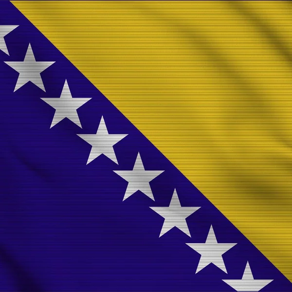 Bosnia Herzegovina Square Realistic Flag Fabric Texture Effect Illustration — Foto Stock