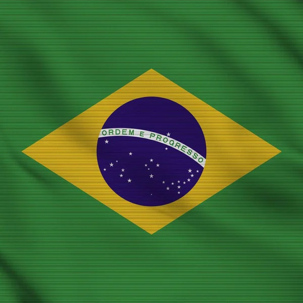 Brazil Square Realistic Flag Fabric Texture Effect Illustration — Stock fotografie