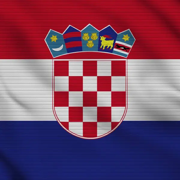 Kroatien Quadratisch Realistisch Flagge Stoff Textur Effekt Illustration — Stockfoto