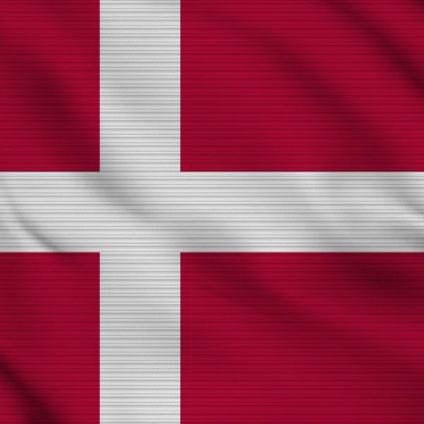 Denmark Square Realistic Flag Fabric Texture Effect Illustration — Fotografia de Stock