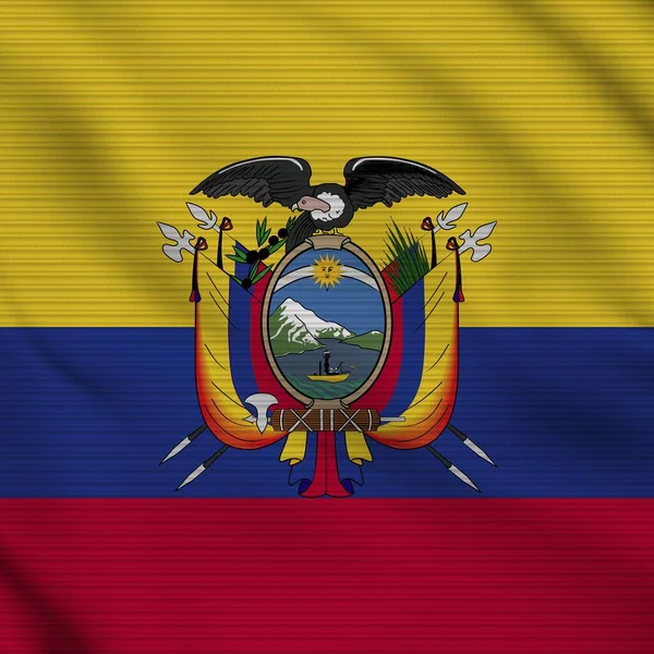 Ecuador Quadratisch Realistisch Flagge Stoff Textur Effekt Illustration — Stockfoto