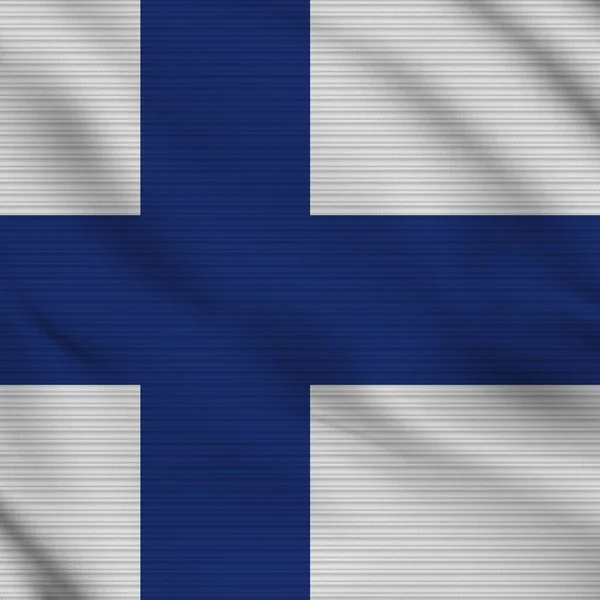 Finland Square Realistic Flag Fabric Texture Effect Illustration — Stok fotoğraf