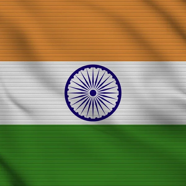 India Square Realistic Flag Fabric Texture Effect Illustration — Stockfoto