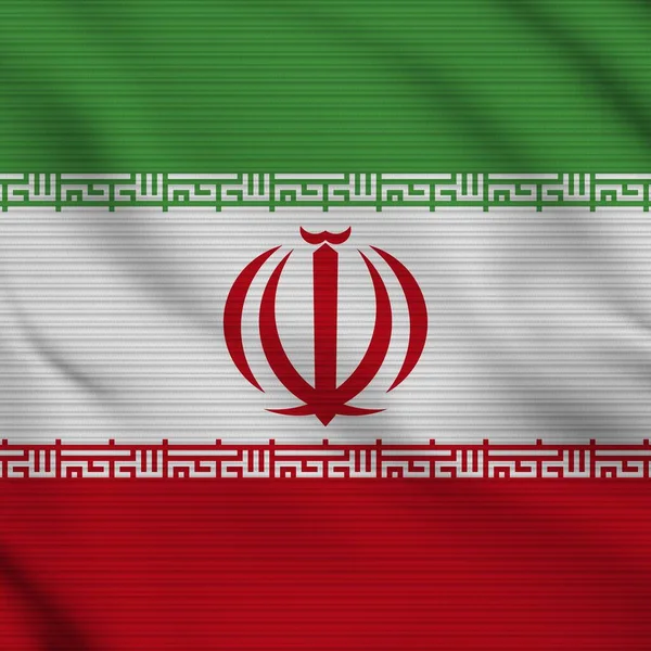 Iran Quadratisch Realistisch Flagge Stoff Textur Effekt Illustration — Stockfoto