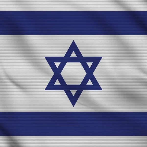 Israel Cuadrado Realista Tela Bandera Textura Efecto Ilustración — Foto de Stock