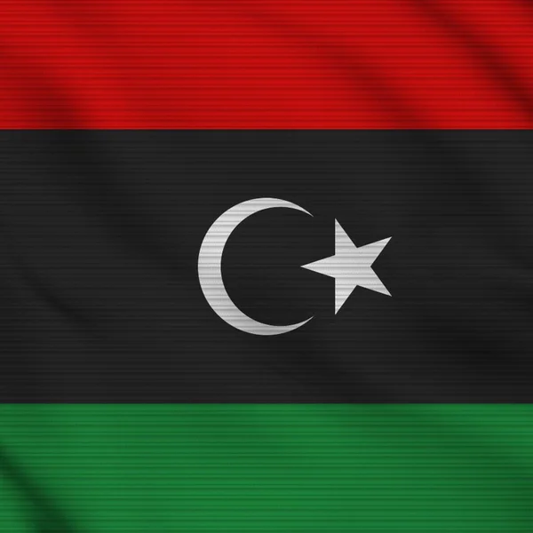 Libya Square Realistic Flag Fabric Texture Effect Illustration — Stockfoto