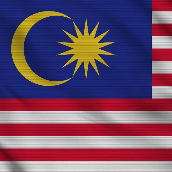 Malaysia Square Realistic Flag Fabric Texture Effect Illustration — Fotografia de Stock