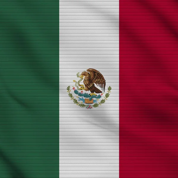 Mexico Square Realistic Flag Fabric Texture Effect Illustration — Stok fotoğraf