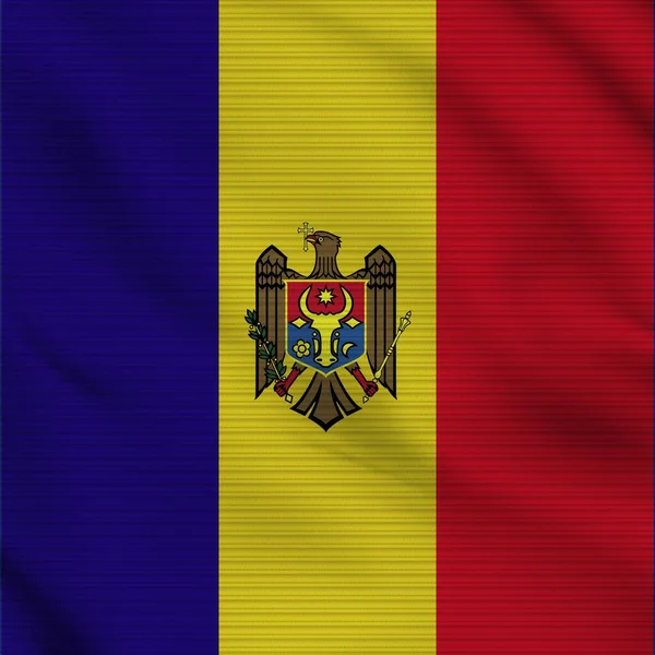 Moldova Square Realist Flag Fabric Texture Effect Illustration — стокове фото