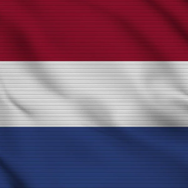 Netherlands Square Realistic Flag Fabric Texture Effect Illustration — Stockfoto