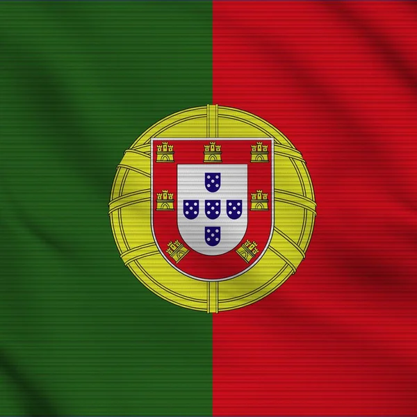 Portugal Quadratisch Realistisch Flagge Stoff Textur Effekt Illustration — Stockfoto