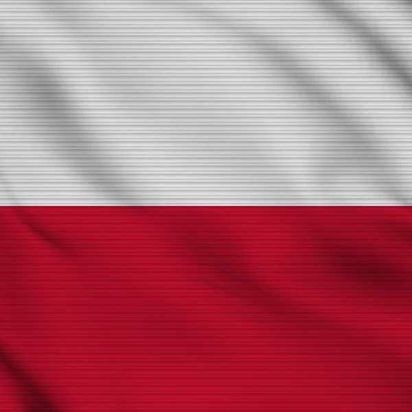 Lengyelország Tér Realisztikus Zászló Szövet Textúra Hatás Illusztráció — Stock Fotó