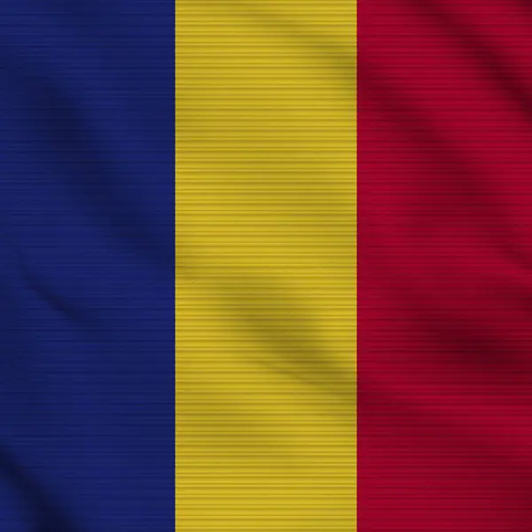 Romania Square Realistic Flag Fabric Texture Effect Illustration — Fotografia de Stock