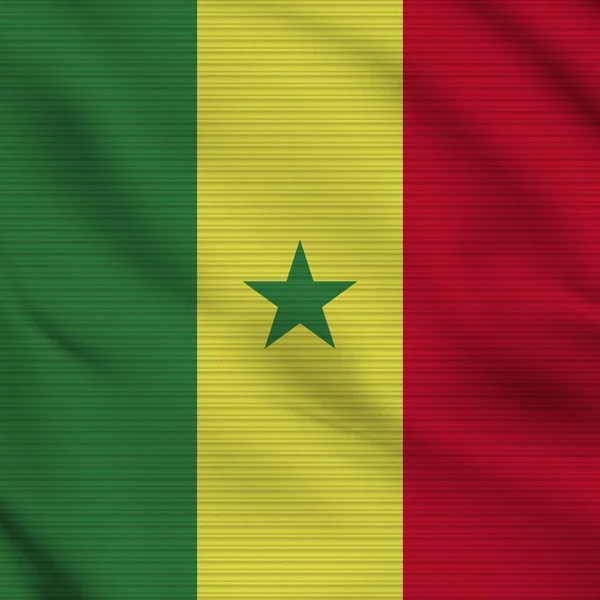 Senegal Quadratisch Realistisch Flagge Stoff Textur Effekt Illustration — Stockfoto