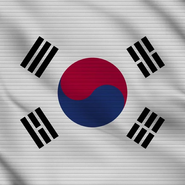 South Korea Square Realistic Flag Fabric Texture Effect Illustration — Stock Photo, Image