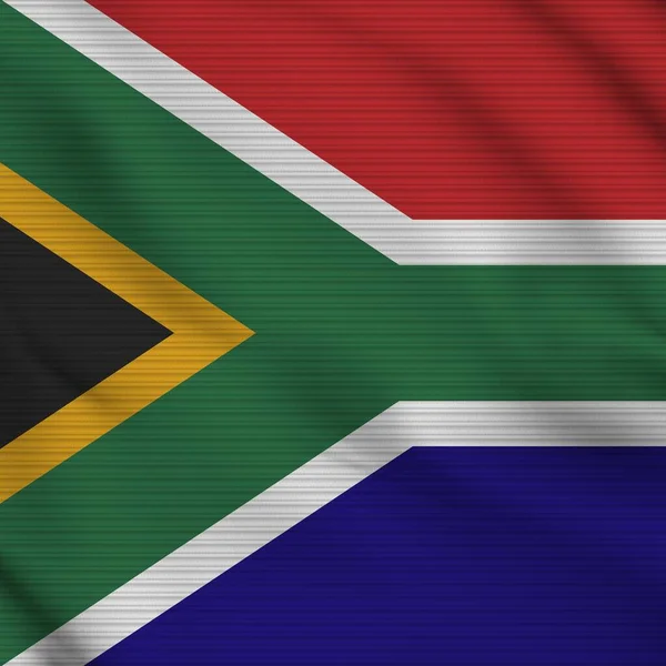 Südafrika Quadratisch Realistisch Flagge Stoff Textur Effekt Illustration — Stockfoto