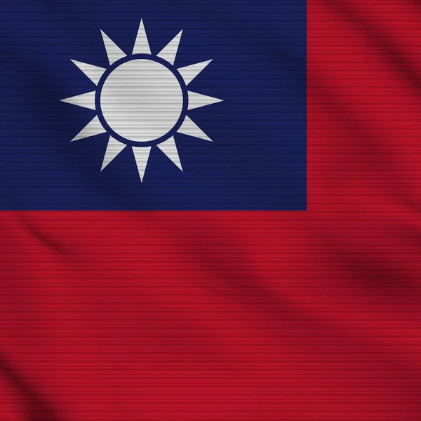 Taiwan Square Realistic Flag Texture Effect Illustration — стоковое фото