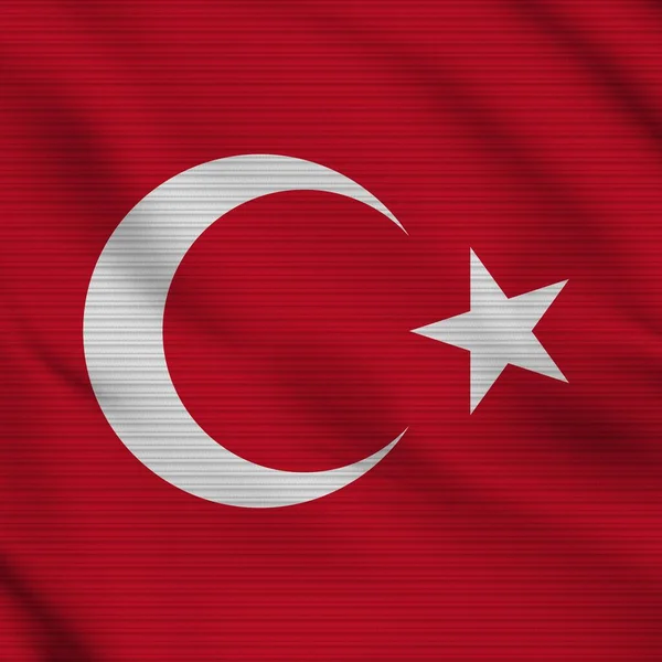 Turkey Square Realistic Flag Fabric Texture Effect Illustration — Zdjęcie stockowe