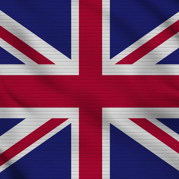 United Kingdom Square Realistic Flag Fabric Texture Effect Illustration — Photo