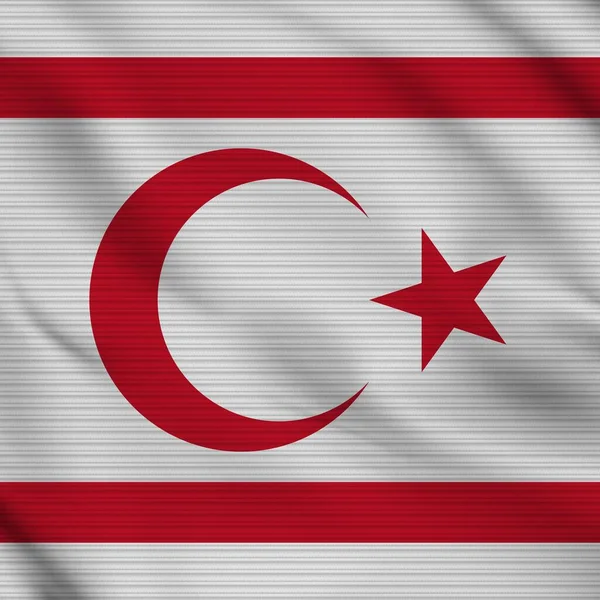 North Cyprus Square Realistic Flag Fabric Texture Effect Illustration — Φωτογραφία Αρχείου