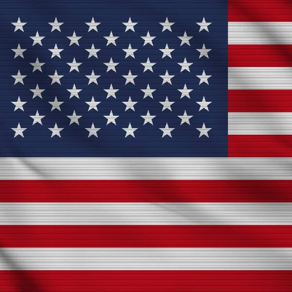 United States America Square Realistic Flag Fabric Texture Effect Illustration — Stockfoto