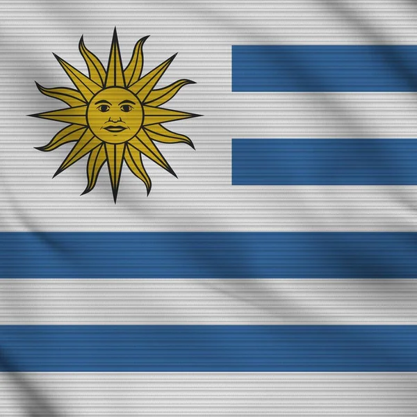 Uruguay Square Realistic Flag Fabric Texture Effect Illustration — Foto Stock