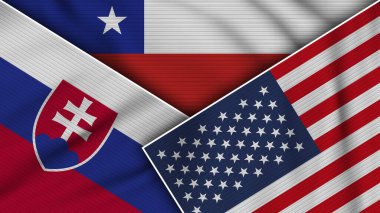 Şili Amerika Birleşik Devletleri Slovakya Bayrakları Kumaş Doku İllüstrasyonunu Birleştirdi