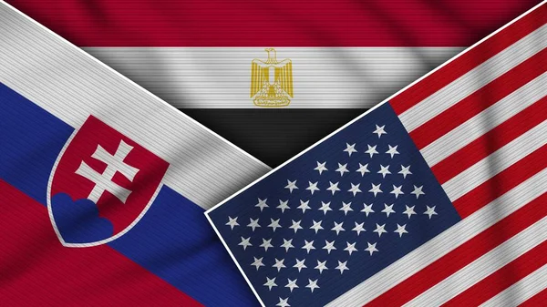 Egypt Spojené Státy Americké Slovakia Flags Together Fabric Texture Effect — Stock fotografie