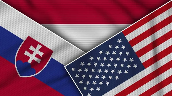 Indonésie Spojené Státy Americké Slovakia Flags Together Fabric Texture Effect — Stock fotografie