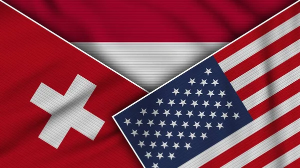 Indonésie Spojené Státy Americké Switzerland Flags Together Fabric Texture Effect — Stock fotografie