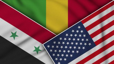 Mali Amerika Birleşik Devletleri Suriye Bayrakları Kumaş Doku Etkisi İllüstrasyonuComment