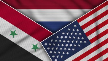 Hollanda Amerika Birleşik Devletleri Suriye Bayrakları Kumaş Doku İllüstrasyonunun Birlikte Etkisi