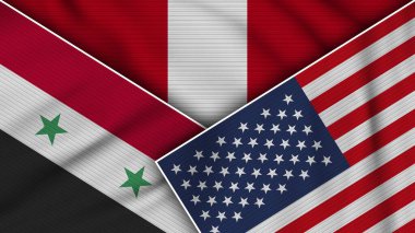 Peru Amerika Birleşik Devletleri Suriye Bayrakları Kumaş Doku Etkisi İllüstrasyonu