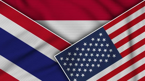 Indonésie Spojené Státy Americké Thailand Flags Together Fabric Texture Effect — Stock fotografie