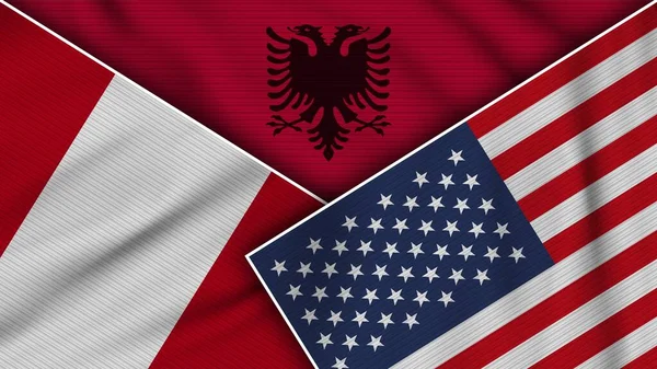 Albánie Spojené Státy Americké Peru Flags Together Fabric Texture Effect — Stock fotografie