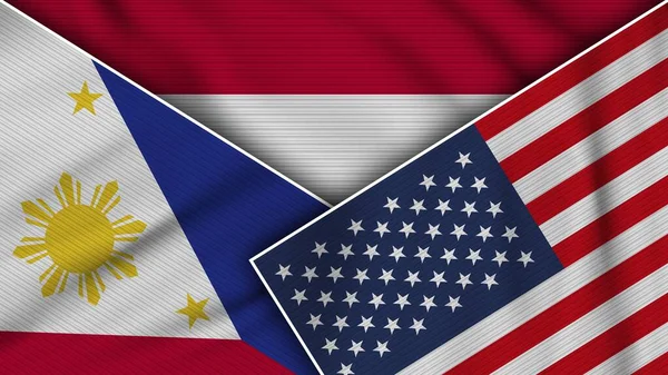 Indonesia United States America Philippines Flags Together Fabric Texture Effect — Stok fotoğraf