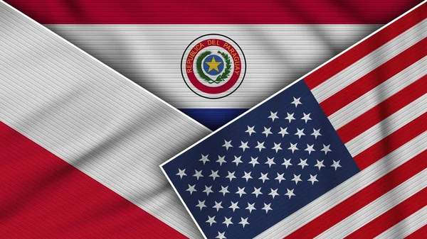 Paraguay Verenigde Staten Polen Vlaggen Samen Textuur Effect Illustratie — Stockfoto