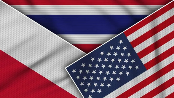 Thajsko Spojené Státy Americké Poland Flags Together Fabric Texture Effect — Stock fotografie