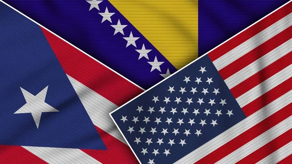 Bosnien Und Herzegowina Vereinigte Staaten Von Amerika Puerto Rico Flaggen — Stockfoto