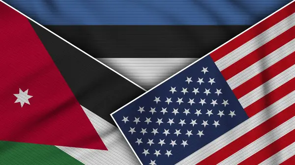 Estonia United States of America Jordan Flags Together Fabric Texture Effect Illustration