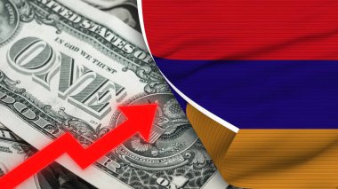 Ermenistan Gerçekçi Bayrağı, Usa Doları, Yükselen Zigzag Kırmızı Ok Resimleri