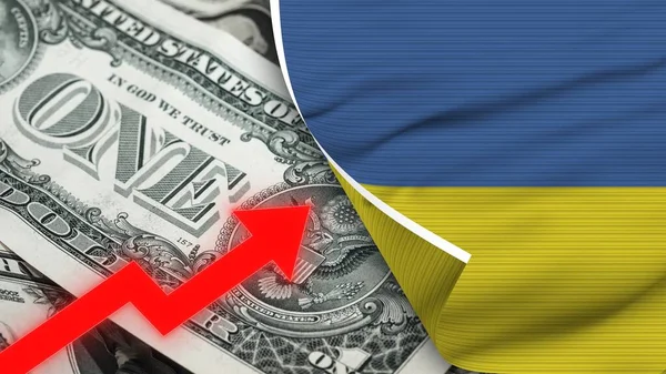 Ukraine Realist Flag Usa Dollar Rising Zigzag Red Arrow Illustration — стокове фото